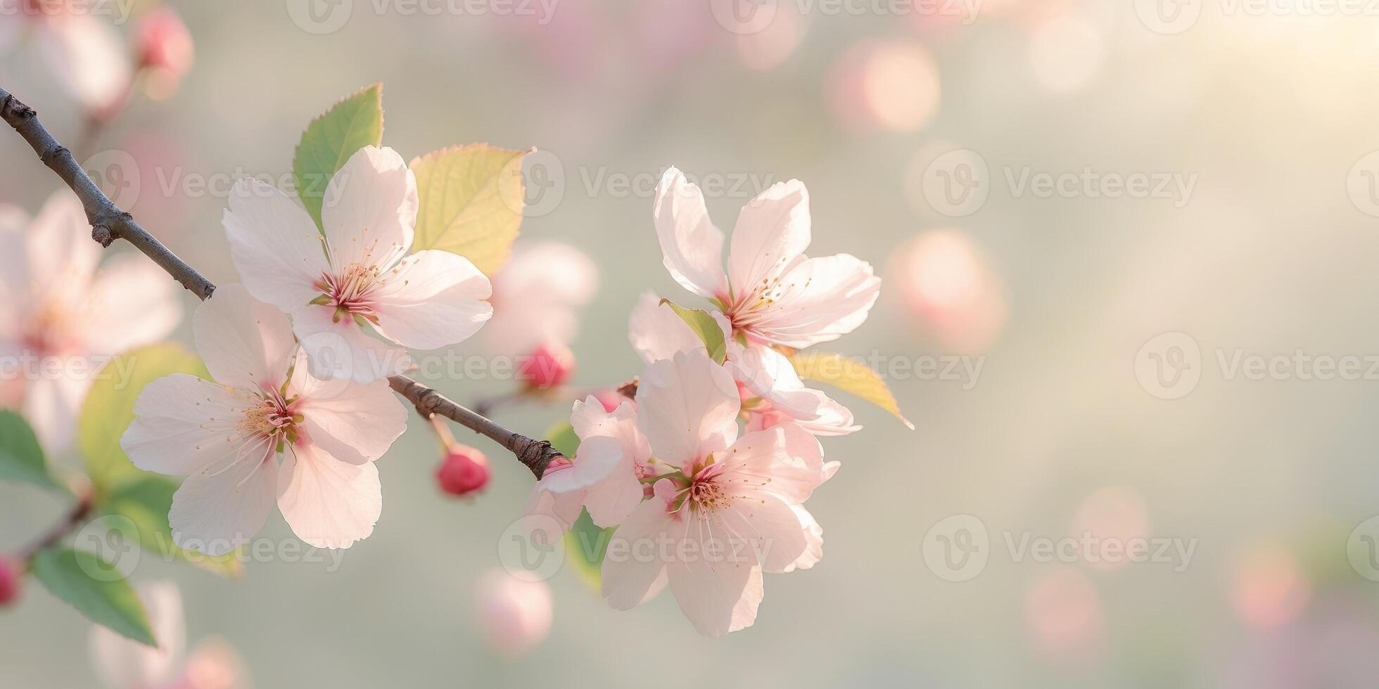 Elegant Blur of Cherry Blossoms in Springtime. photo