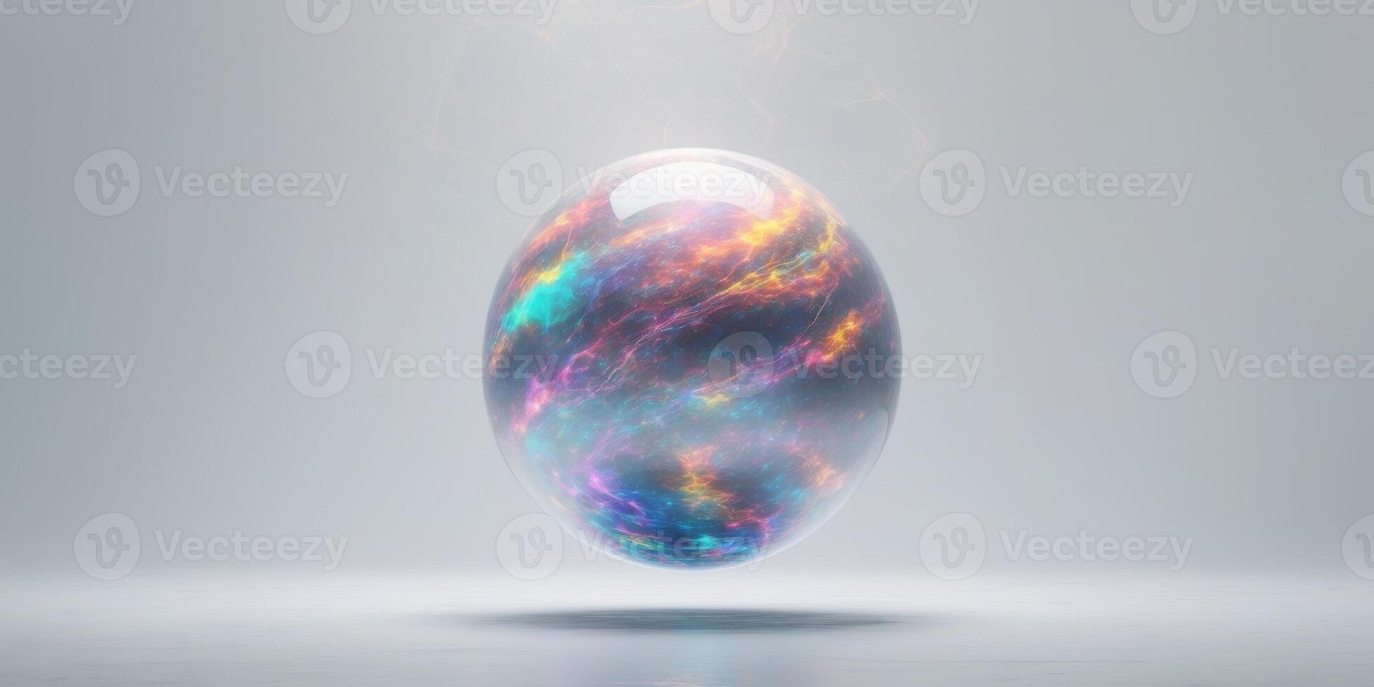 A single colossal orb glowing with vibrant swirling colors. photo