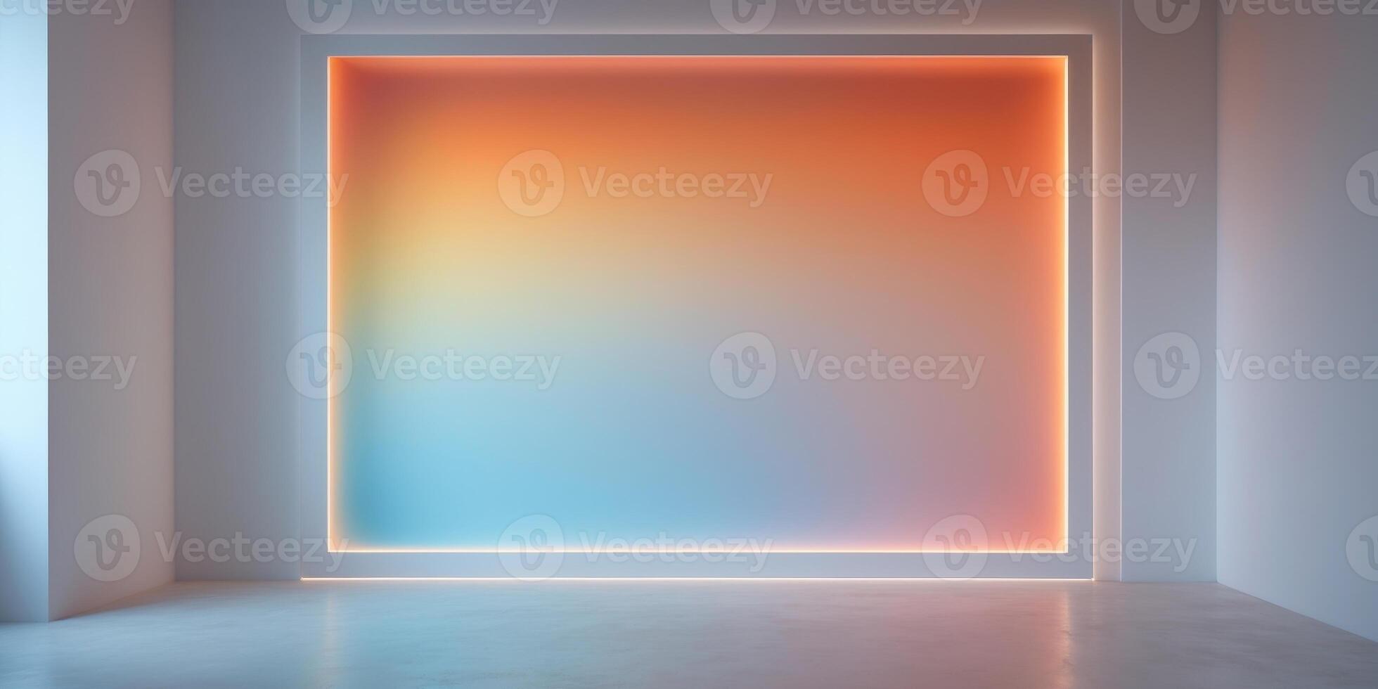 Modern Frame with Colorful Gradient Background on Wall. photo