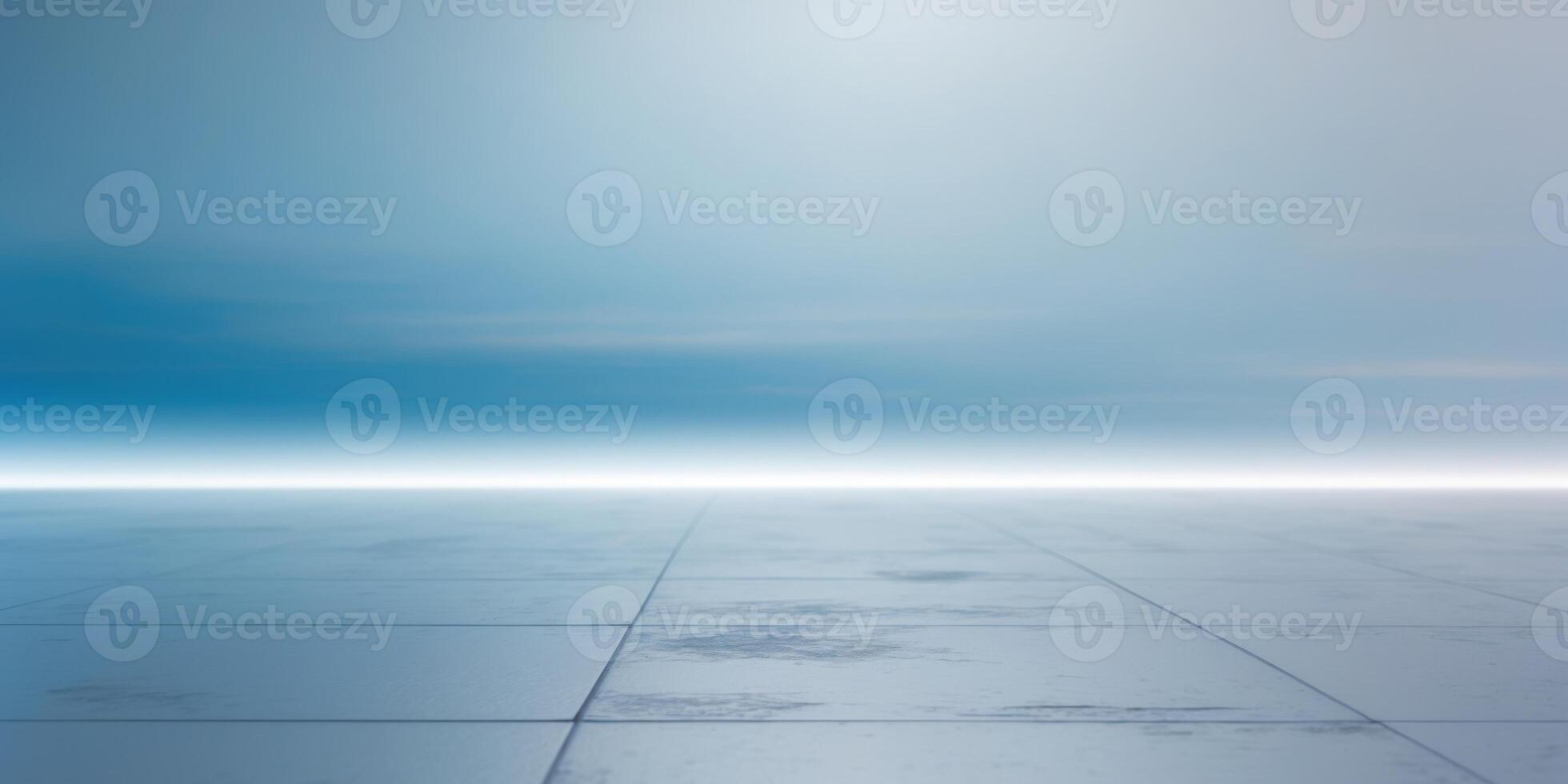 Abstract blue background showcasing a blurred floor with space for product display in a modern and clean design. photo