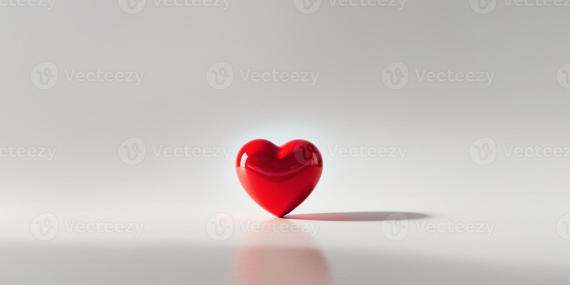 Glossy Red Heart Symbolizing Love and Passion. photo
