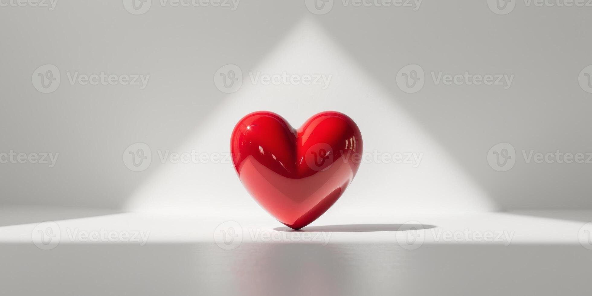 Glossy Red Heart Symbolizing Love and Passion photo