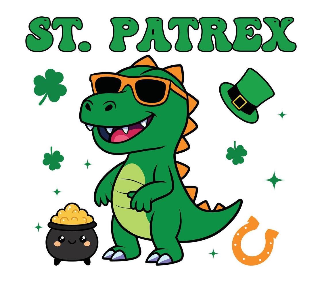 St Patrick Day Typography T-shirt with Shamrock vector