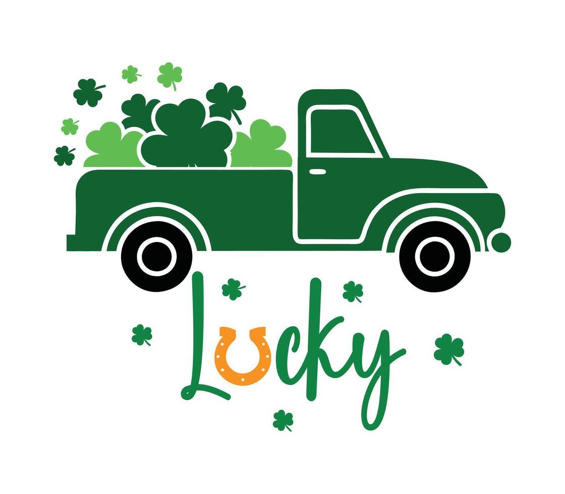 Lucky Shamrock St Patrick Typography T-shirt Design vector