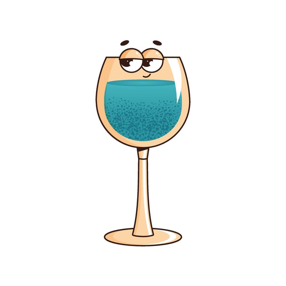 Retro groovy character cocktail. Funky alcoholic or nonalcoholic drink. Vintage illustration 70s, 80s style on transparent background for bars, cafe, stickers vector