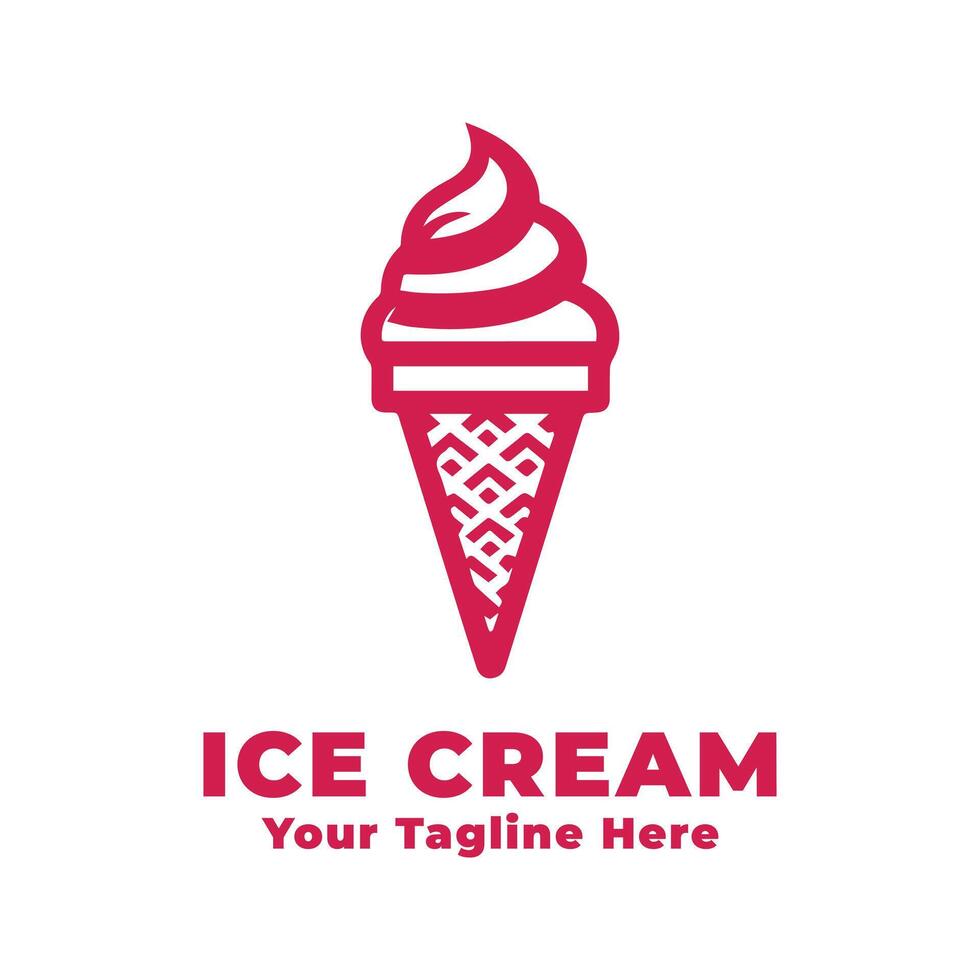 Simple Logo Ice Cream Illustration With Pink Concept vector