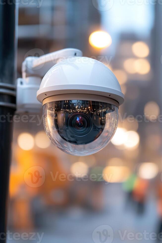 A rugged outdoor camera is securely mounted on scaffolding, providing surveillance over construction activities, ensuring safety and security protocols are effectively monitored photo