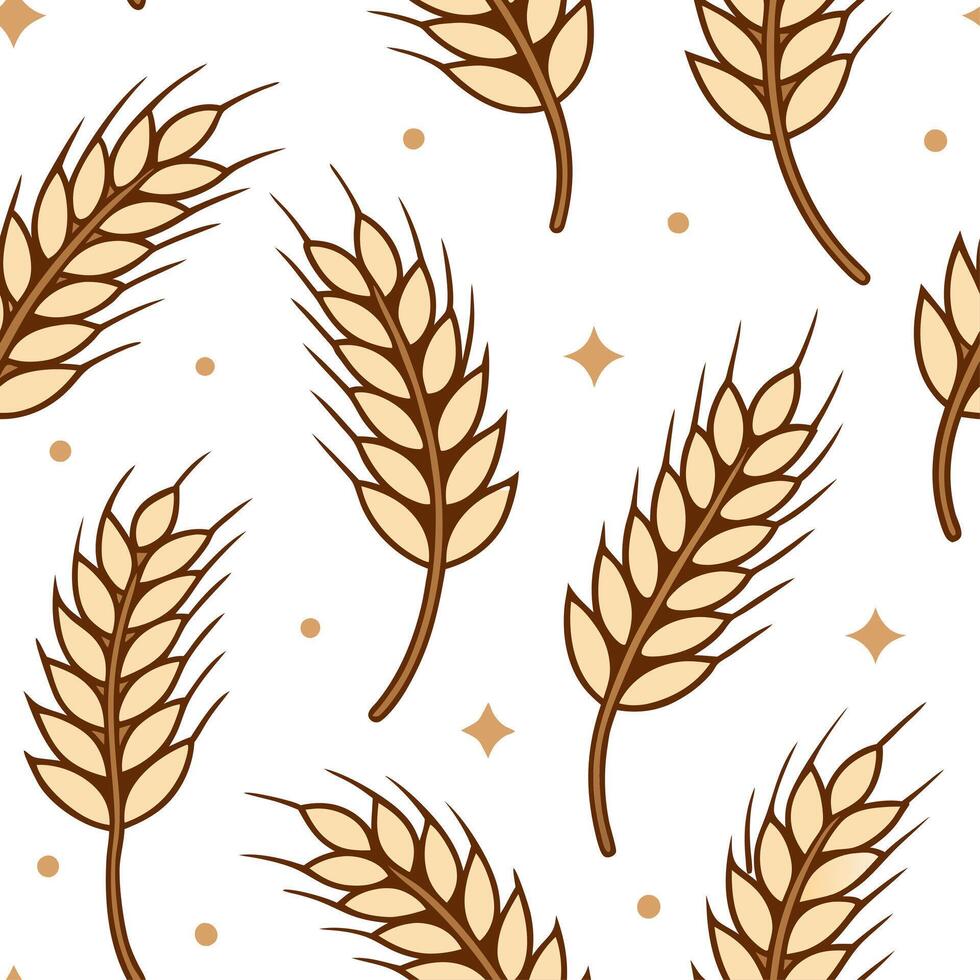Rustic autumn harvest seamless pattern with haystacks wheat stalks and pumpkins for a farmhouse aesthetic concept as Farmhouse inspired autumn harvest pattern with haystacks wheat Cleans vector