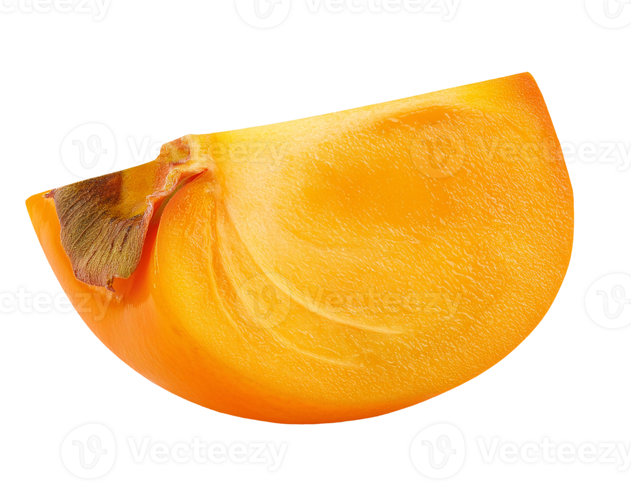 fresh persimmon slice with vibrant orange flesh and natural texture on isolated background png