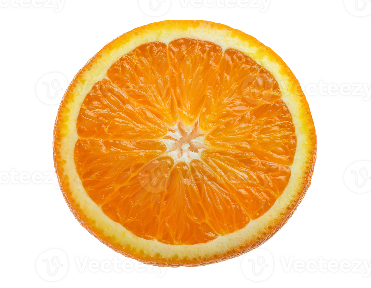fresh juicy orange round slice with vibrant color and natural texture, citrus fruit cross-section on isolated background png
