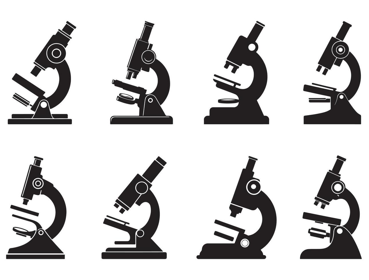Microscope silhouette white background vector