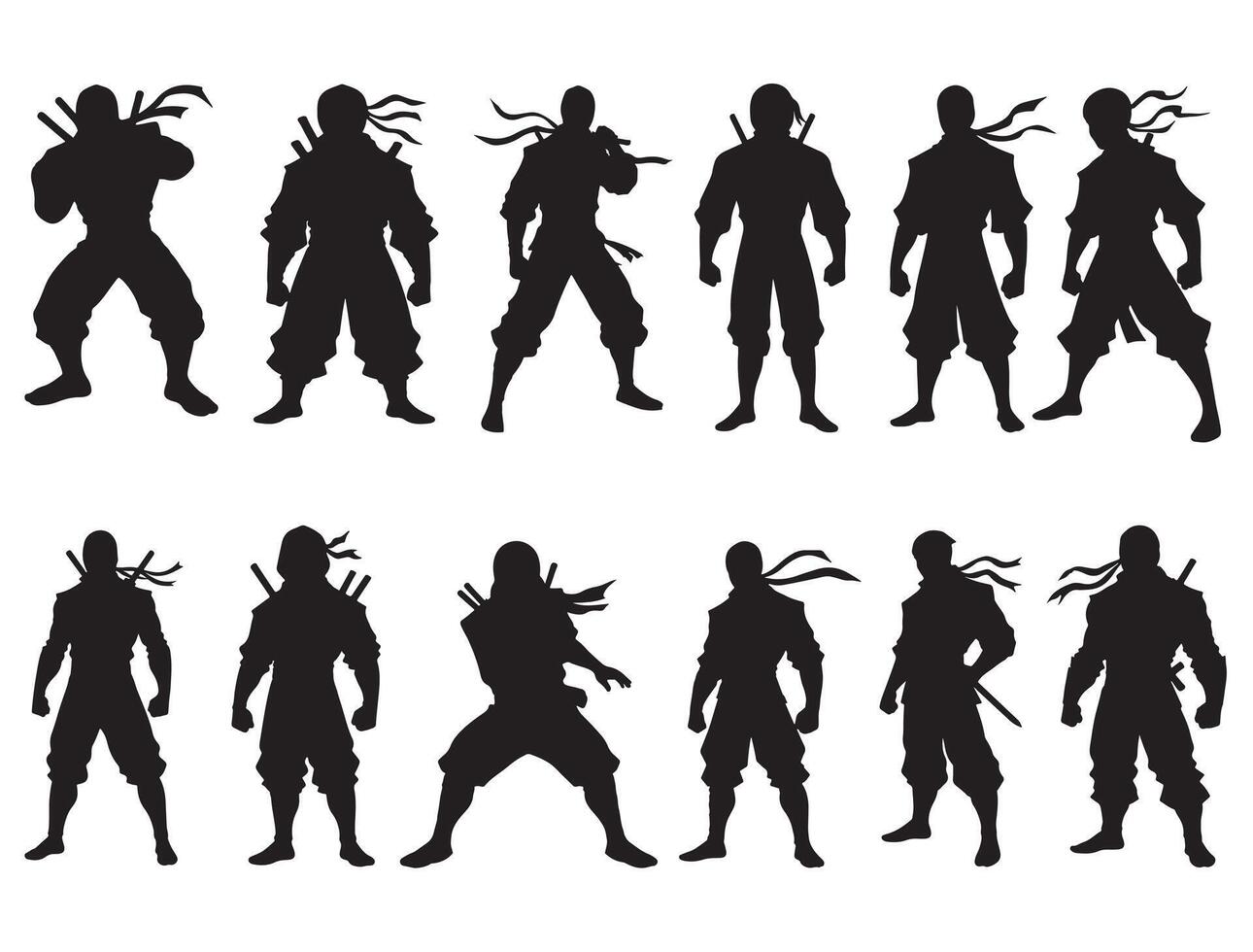 Ninja silhouette white background vector