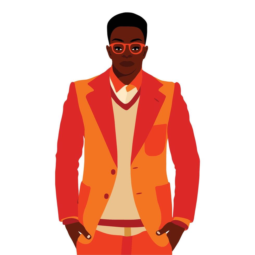 Afro black man in orange suit vector