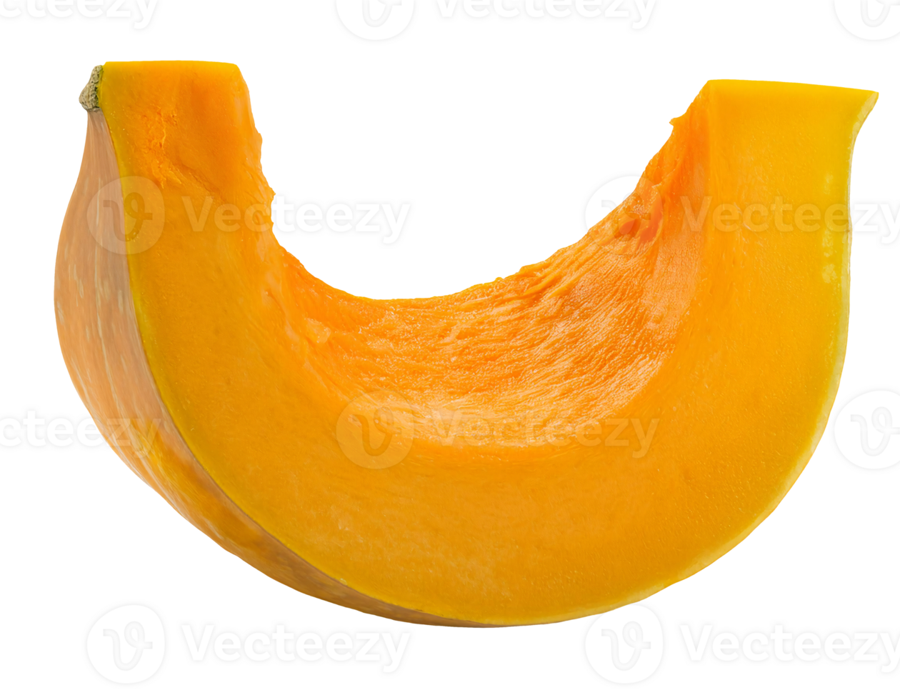 fresh raw pumpkin slice with bright orange flesh and fibrous texture on isolated background png