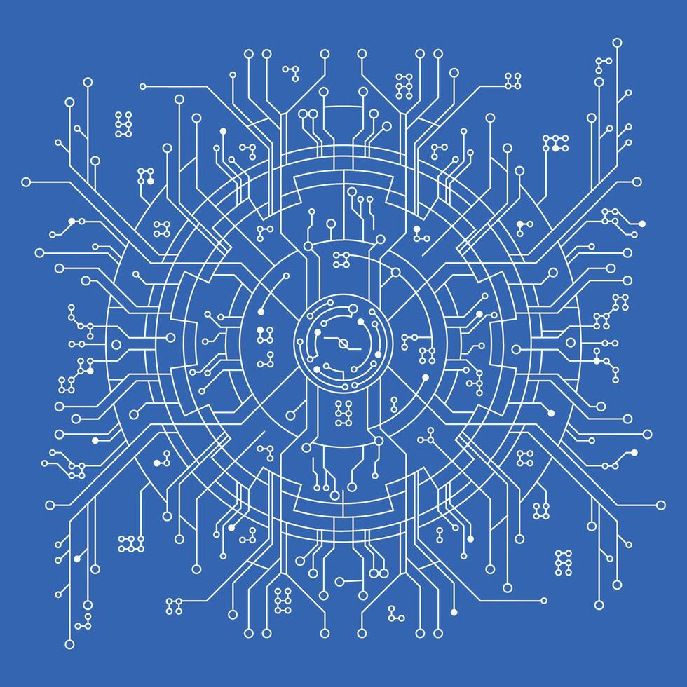 Blue Cyber Network. Complex High-Tech Digital Circuit Board Design vector