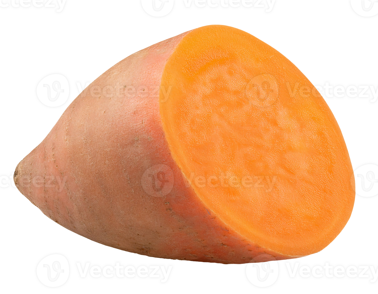fresh sweet potato slice with vibrant orange flesh on isolated background png