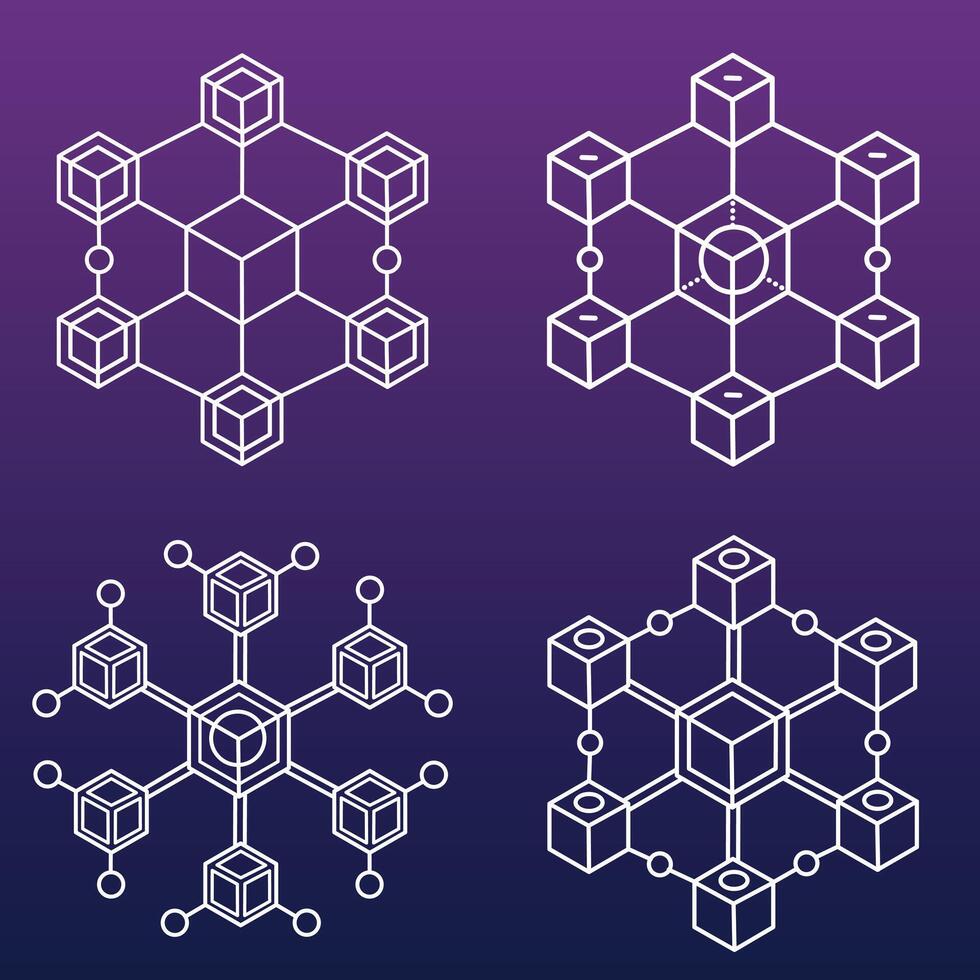 Blockchain Structure. High-Tech Abstract Digital Connection System vector