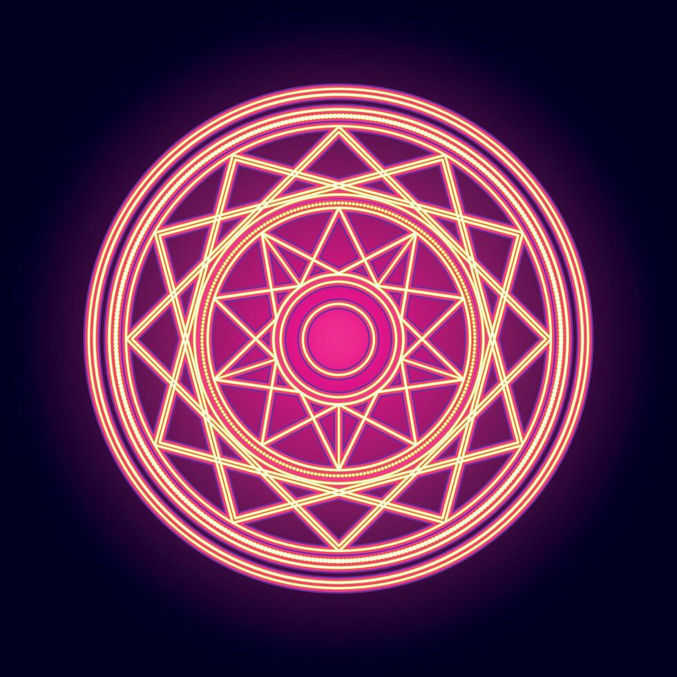 Fiery Orange Sacred Mandala. A Fusion of Geometry and Mysticism vector