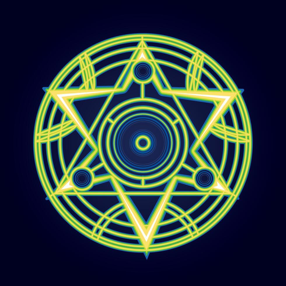 Neon Green Arcane Star. Sacred Esoteric Geometric Symbol vector