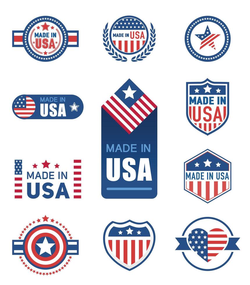 Made in USA Badges and Patriotic Labels Collection vector