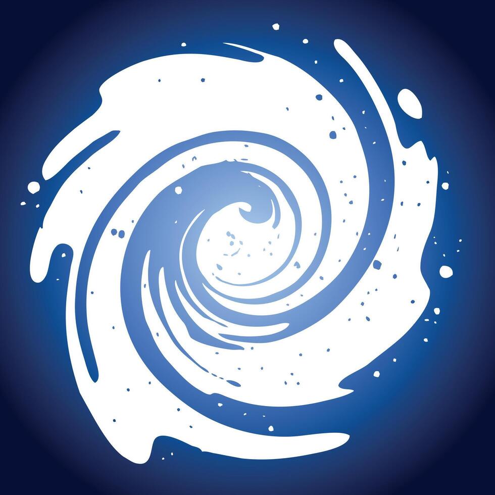 White Spiral Galaxy on Blue Background. Cosmic Swirl Nebula with Starry Details vector