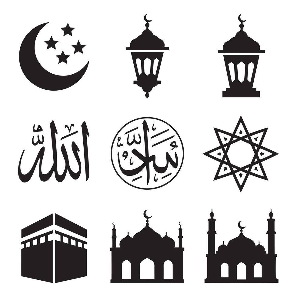 Islamic Icons A Silhouette Collection of Cultural and Architectural Symbols vector