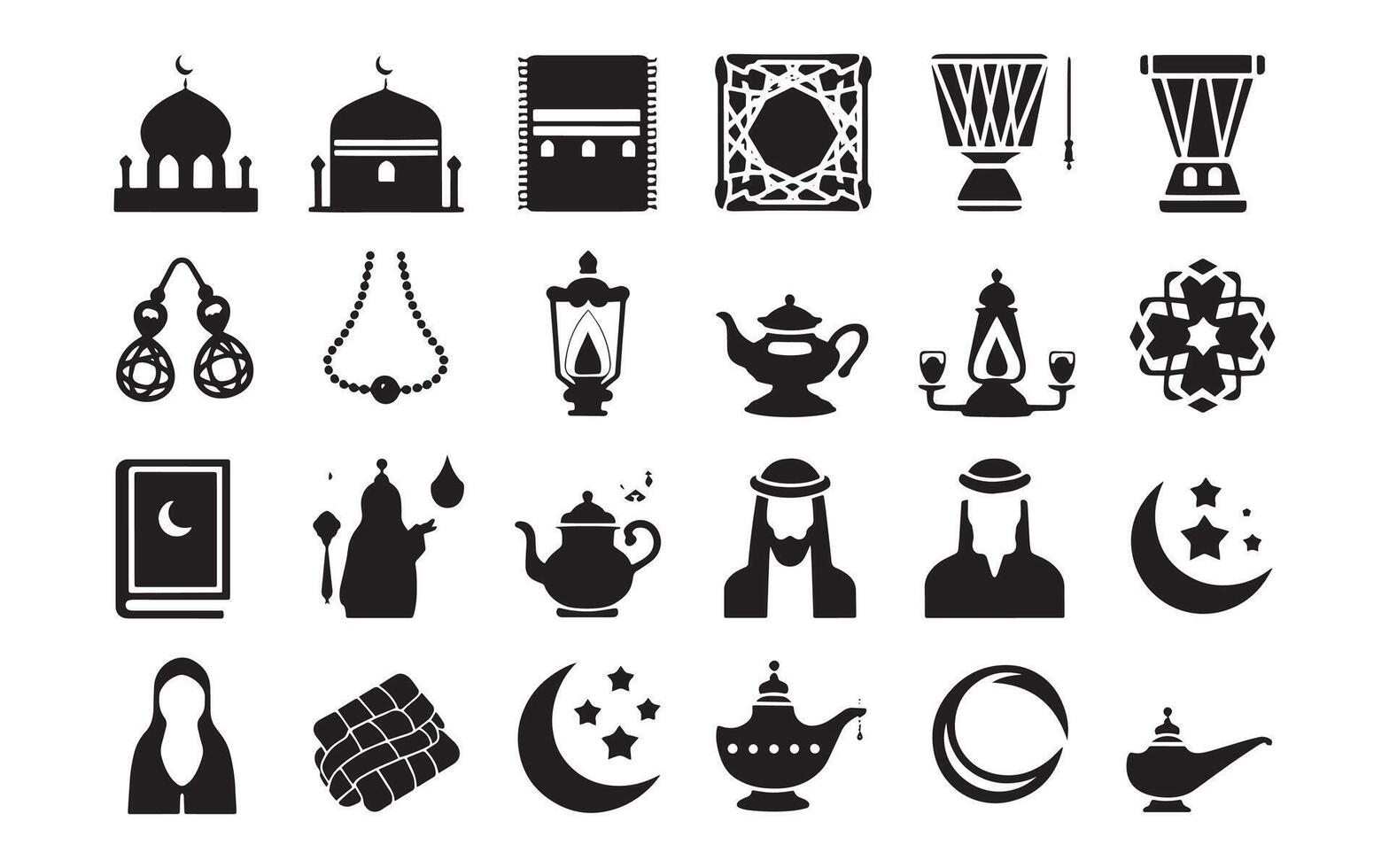 Islamic Silhouettes A Collection of Sixteen Cultural Icons vector
