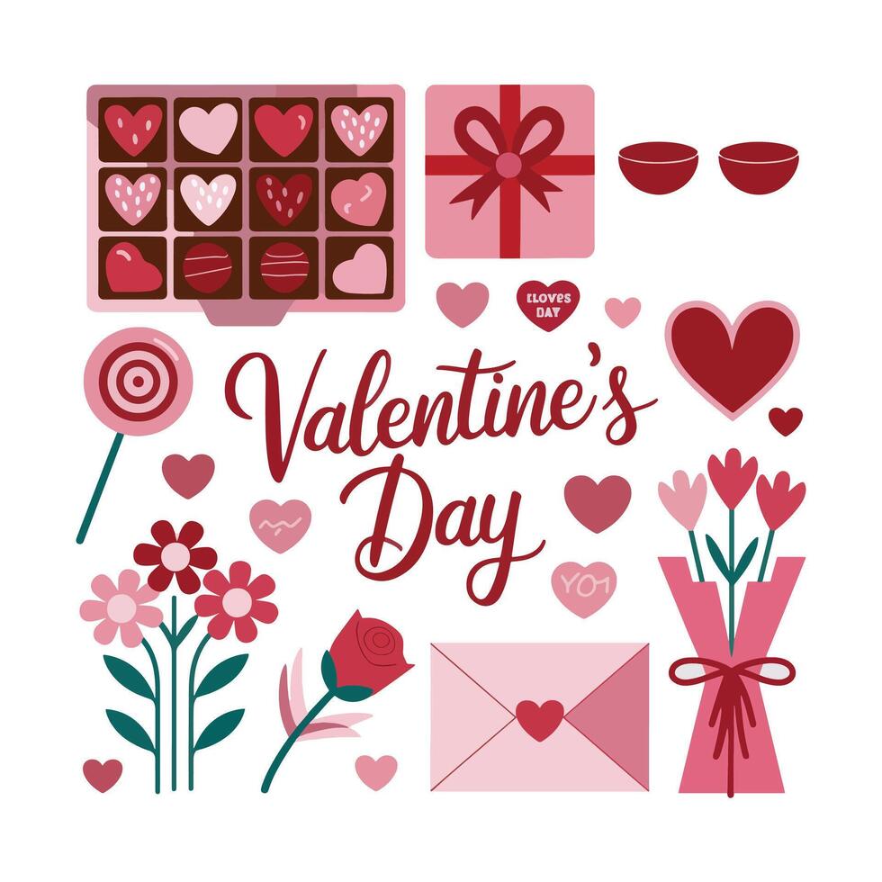 Heartfelt Delights A Whimsical Valentine's Day Illustration vector