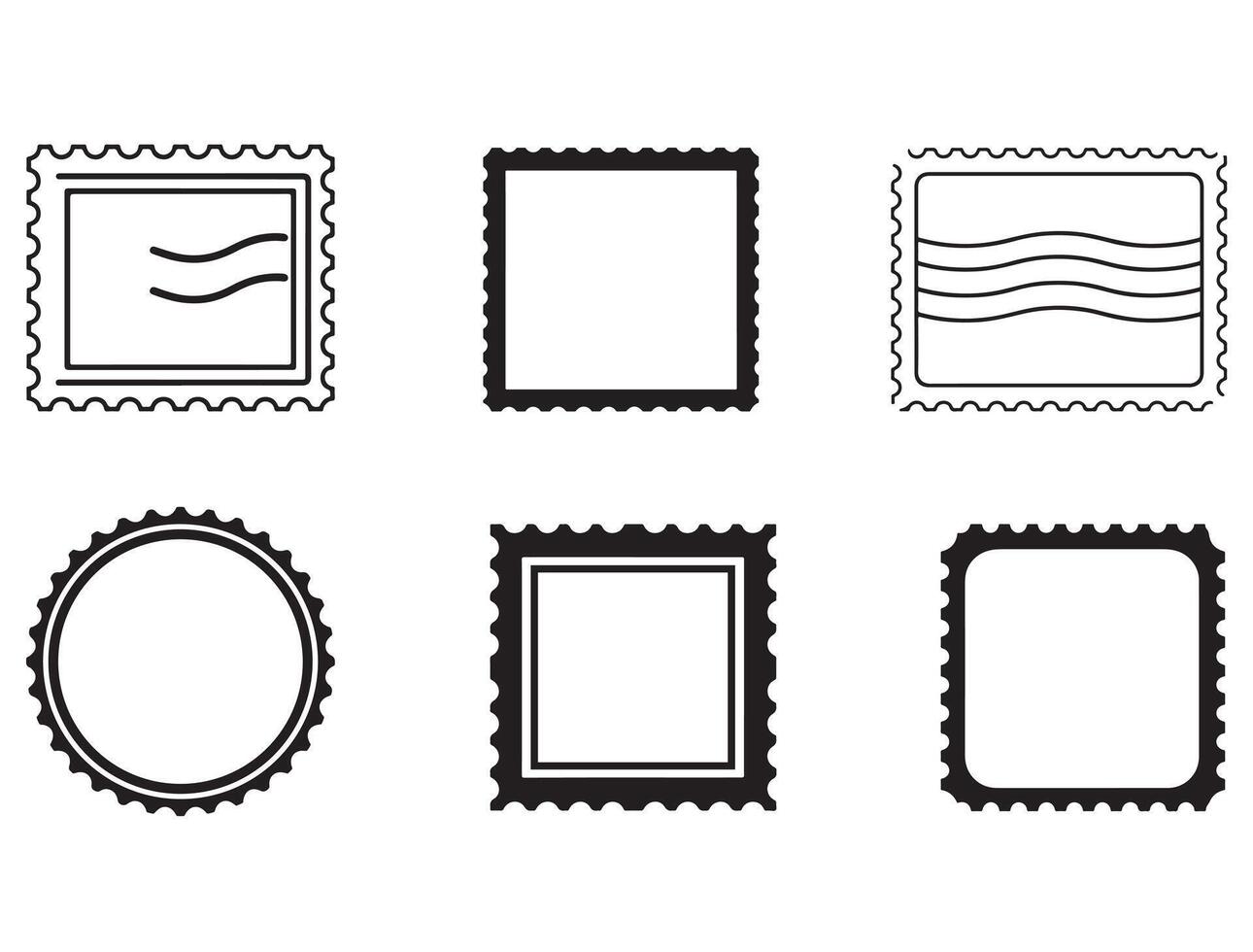 Postal Stamps silhouette white background vector