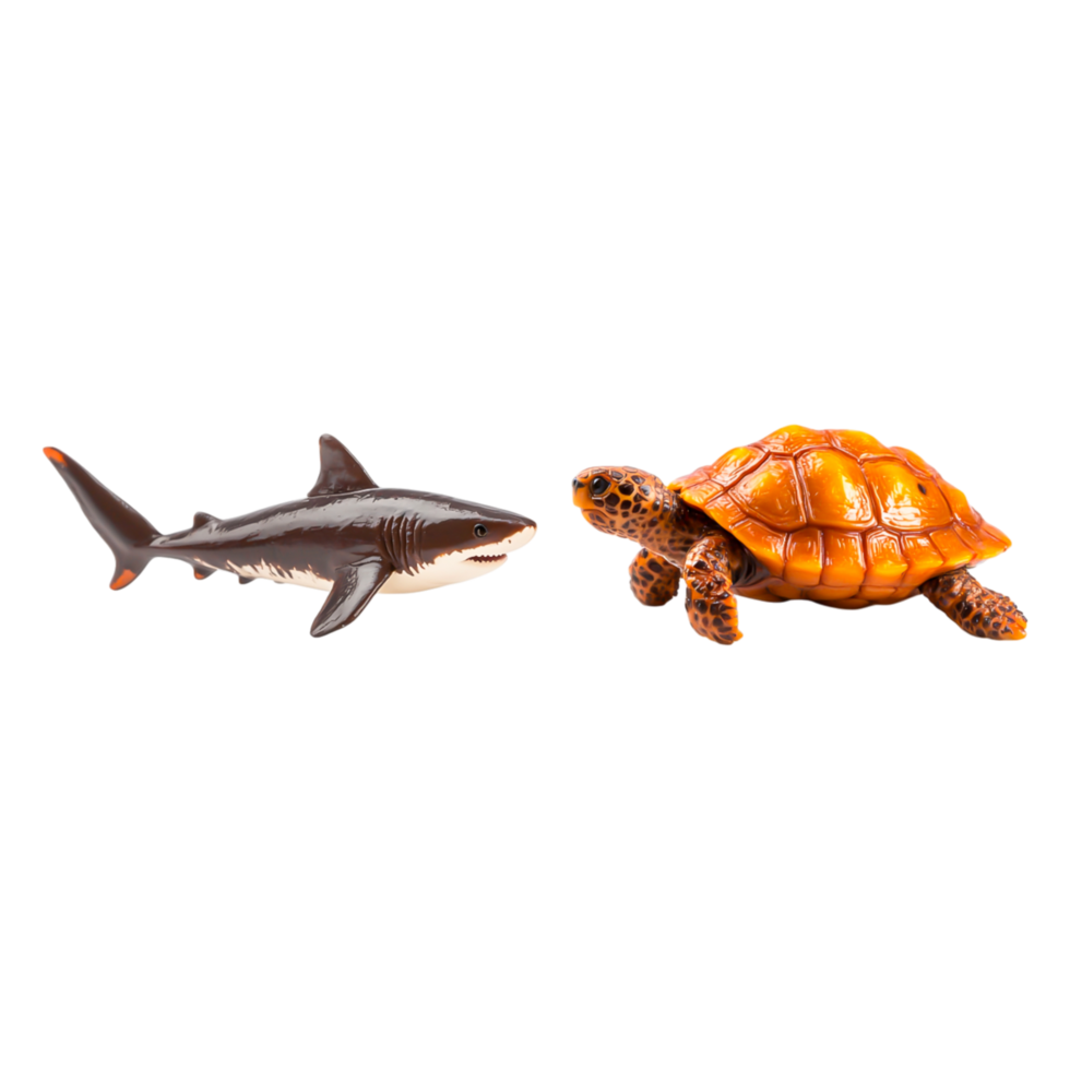 Realistic Toy Shark and Turtle for Educational Play and Learning png