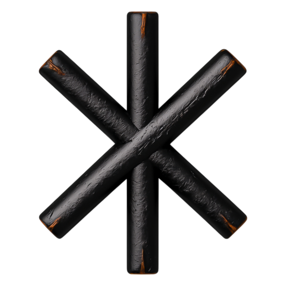 Black And Orange Decorative Shape With Textured Cylinders And Lines png