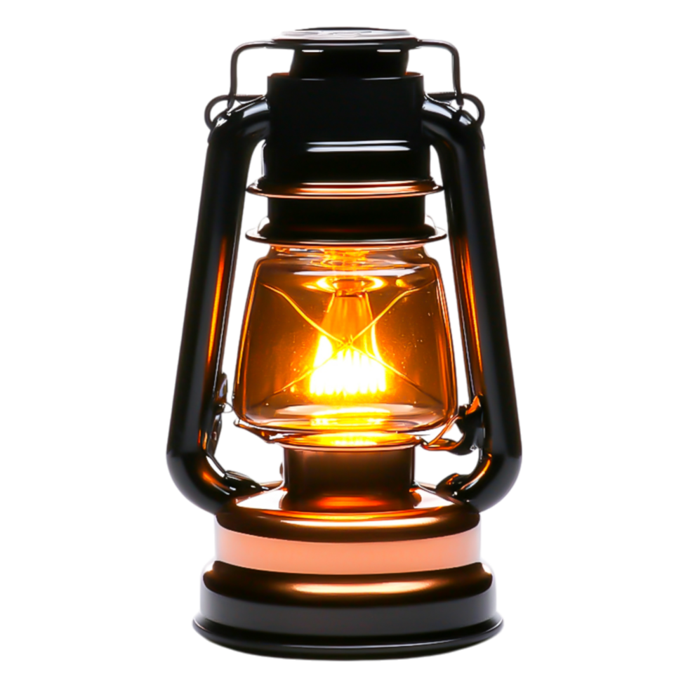 Vintage Lantern with Warm Glow Illuminating a Darkened Space png