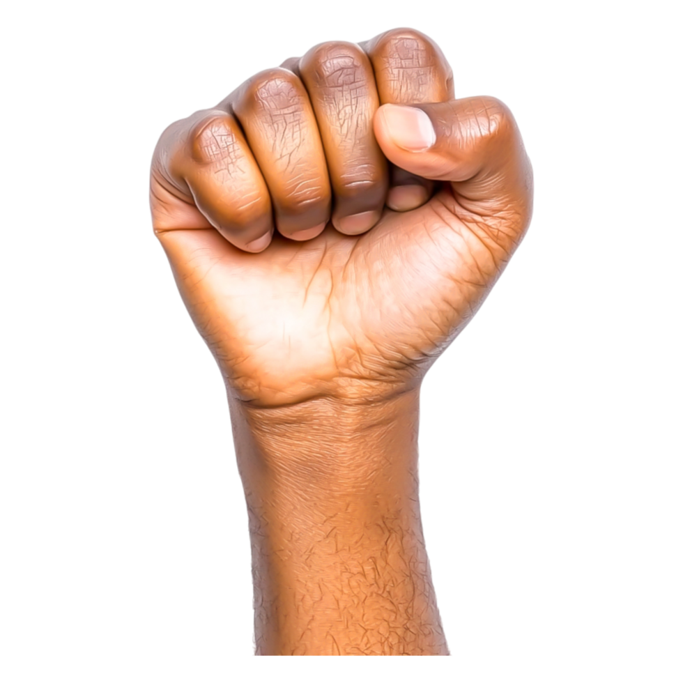 Raised Fist Symbolizing Strength, Unity, and Empowerment in Diversity png