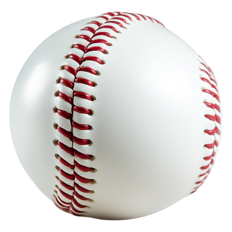 Close-Up View of Classic Baseball with Bright Red Stitching Detail png
