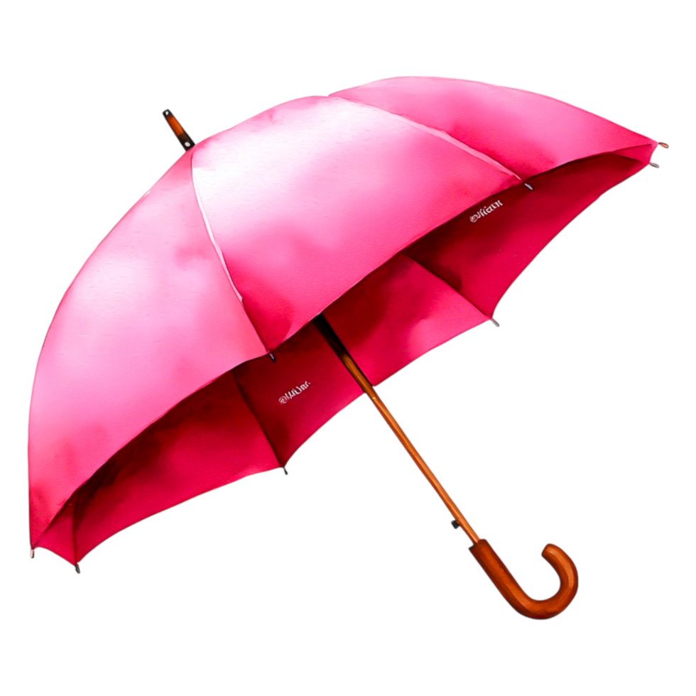 Vibrant Pink Umbrella with a Classic Wooden Handle Isolated on White png