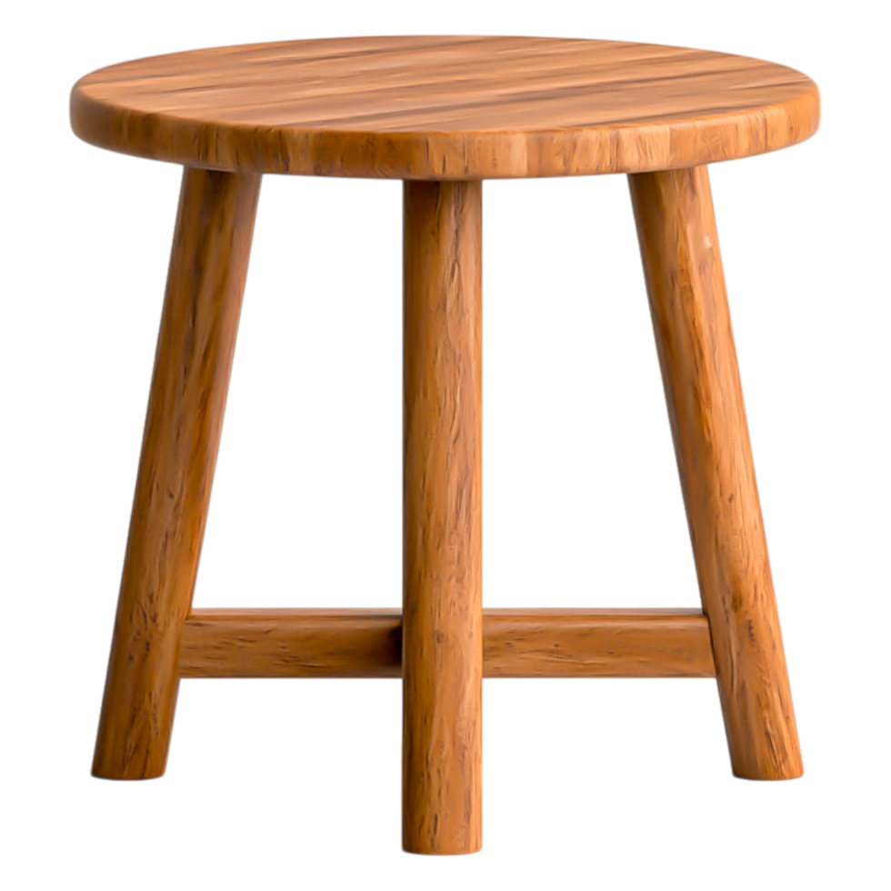 Wooden Round Side Table with Three Sturdy Legs in Natural Finish png