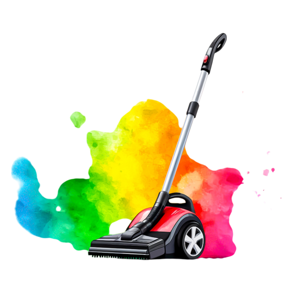 Colorful Abstract Background with Modern Vacuum Cleaner Illustration png