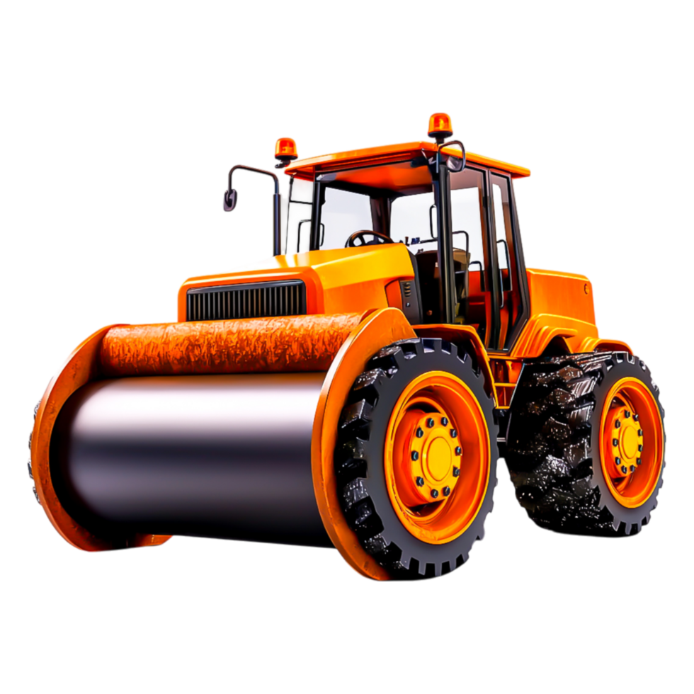 Bright Orange Roller Tractor on for Construction Use png