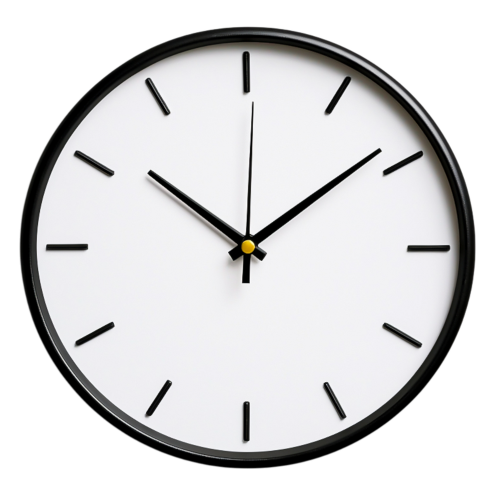 Classic Wall Clock with Minimalist Design and Simple Black Hands png