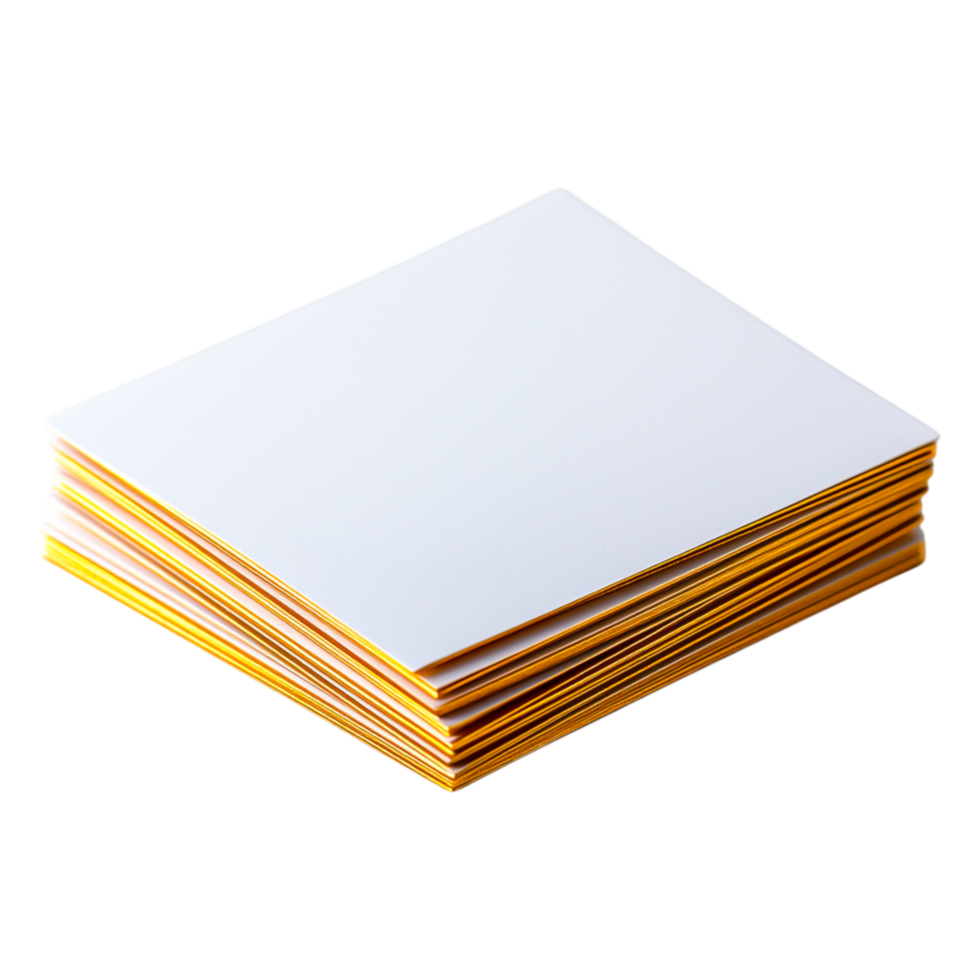 Stack of Blank White Paper Sheets Edge Highlighted in Yellow Color png
