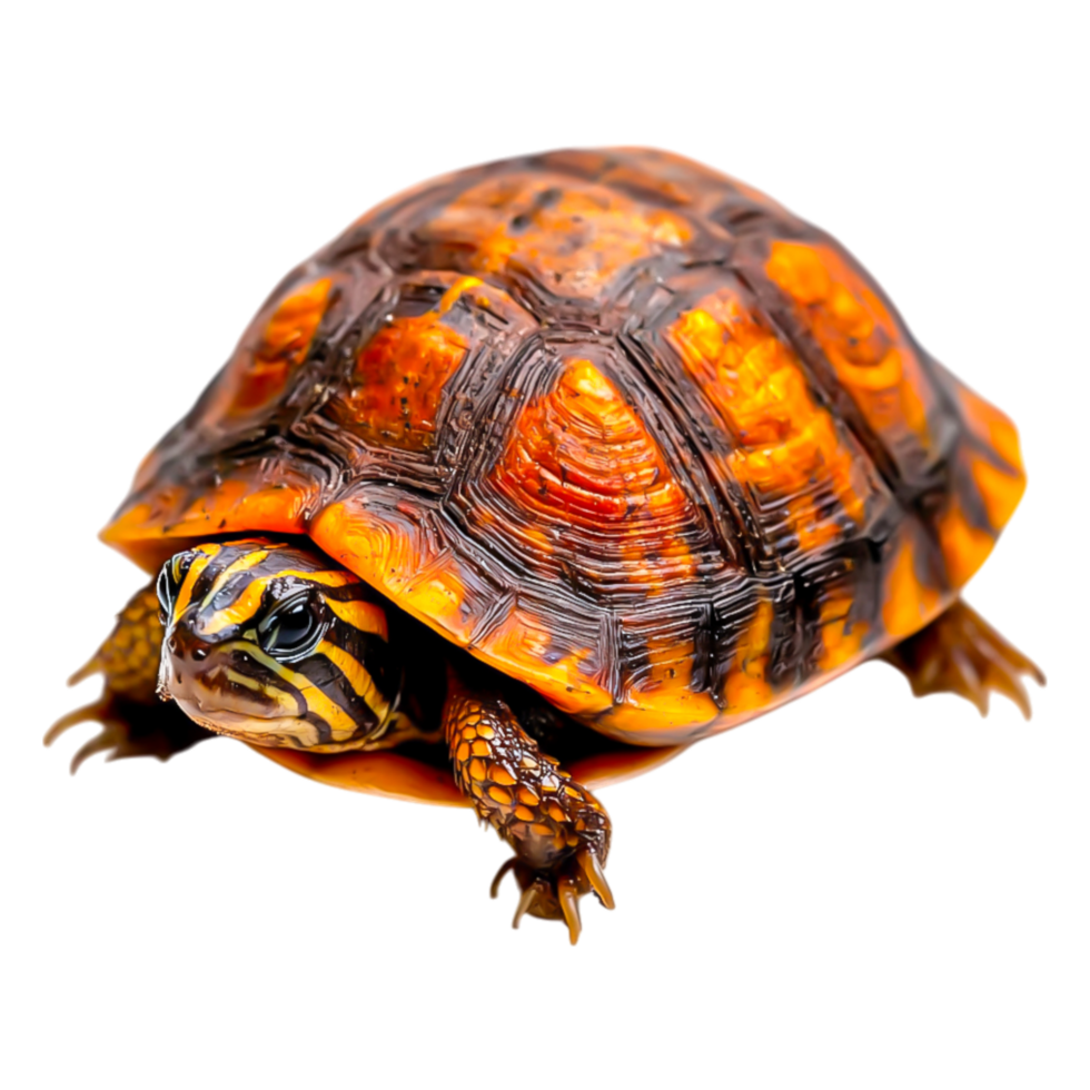Colorful Turtle Crawling with Intricate Shell Patterns and Texture png