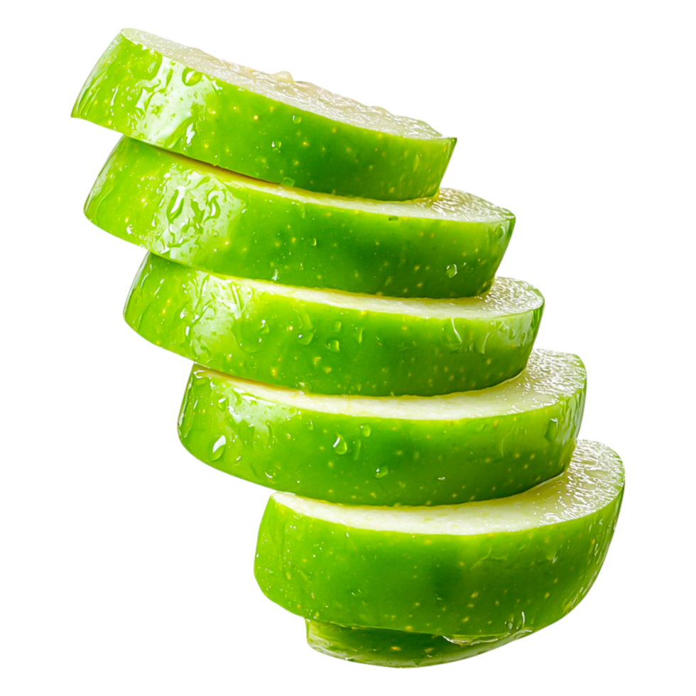 Fresh Green Apple Slices Stacked in a Creative Arrangement png