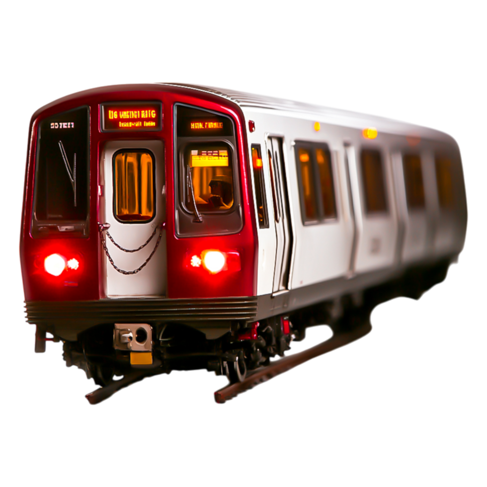 Realistic Model of Urban Subway Train in Vibrant Red and White png