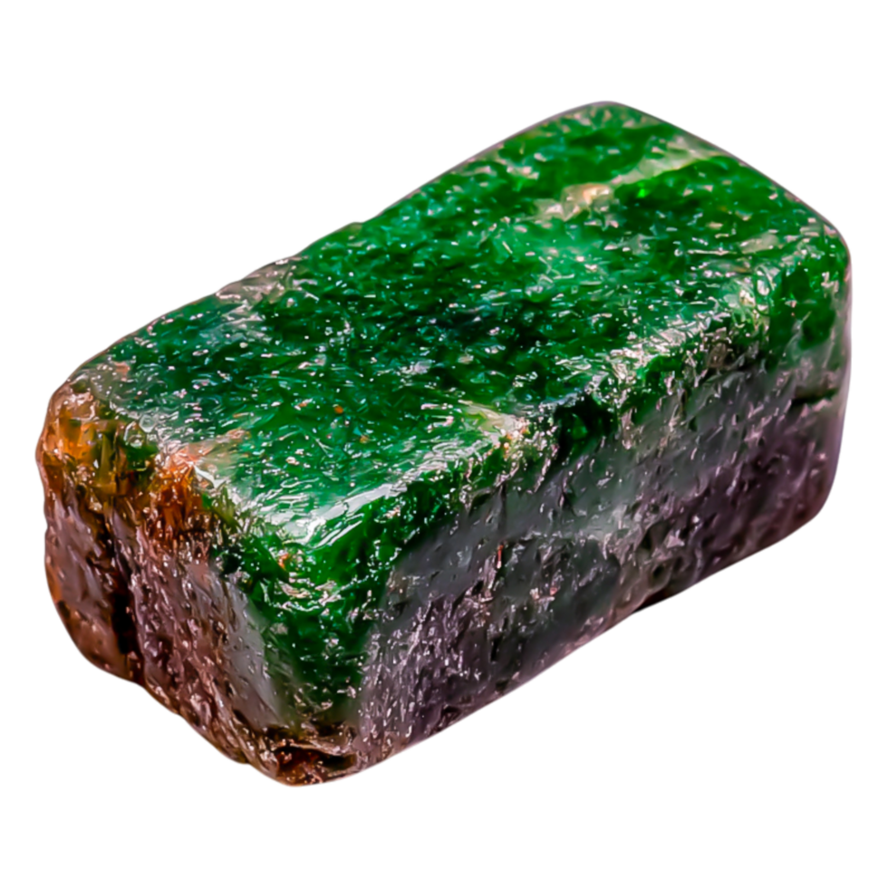 Raw Green Gemstone with Unique Texture and Intriguing Patterns png