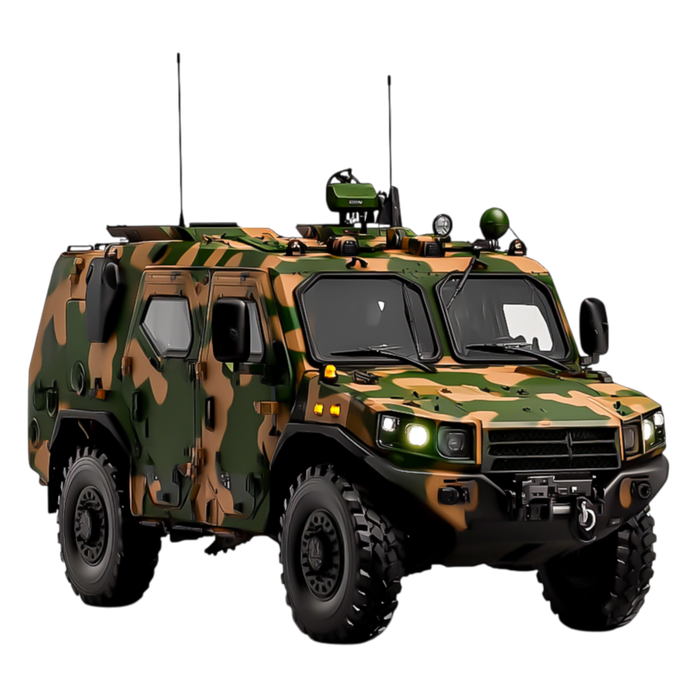 Military Tactical Vehicle in Camouflage Design with Advanced Features png