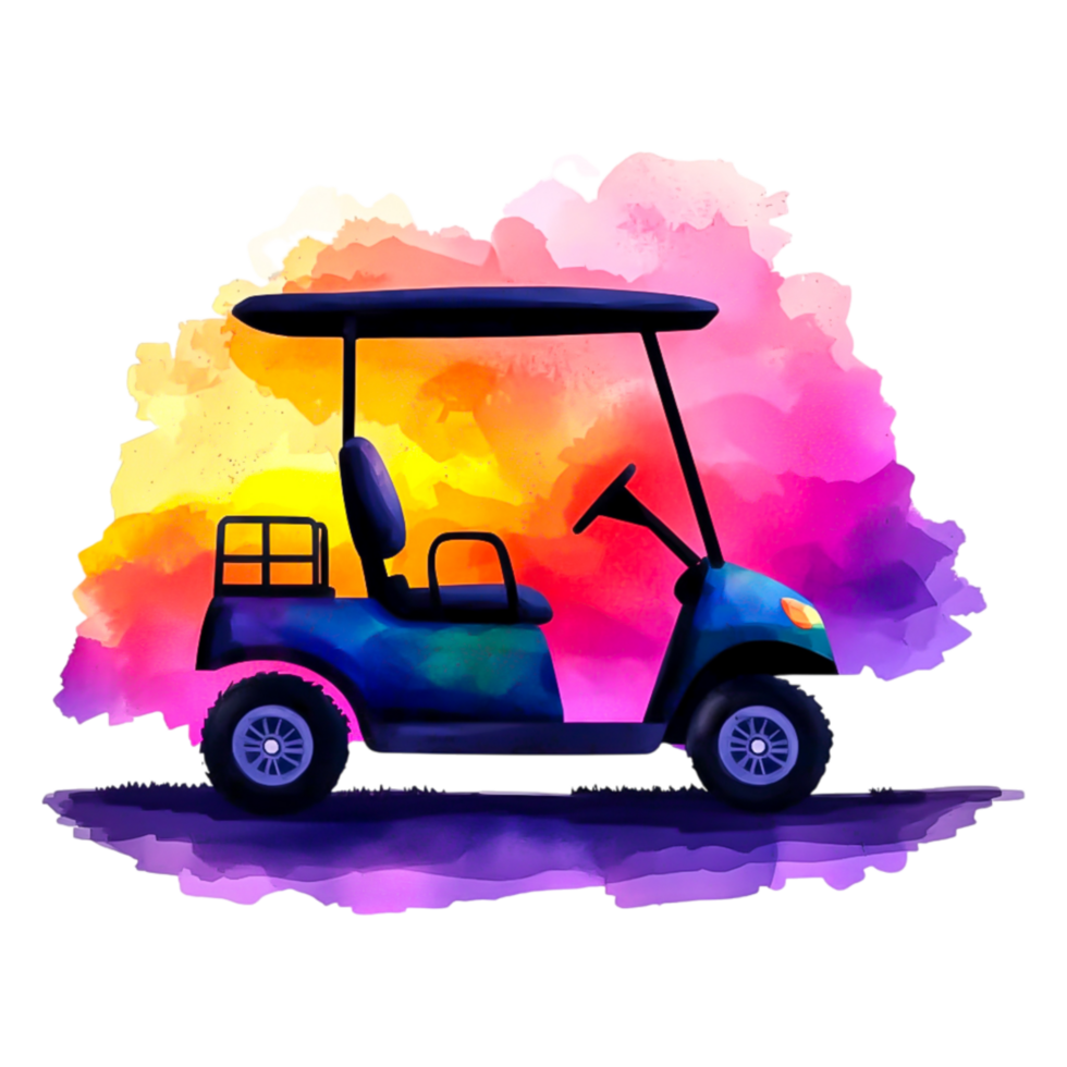 Colorful Golf Cart with Artistic Background and Gradient Effect png