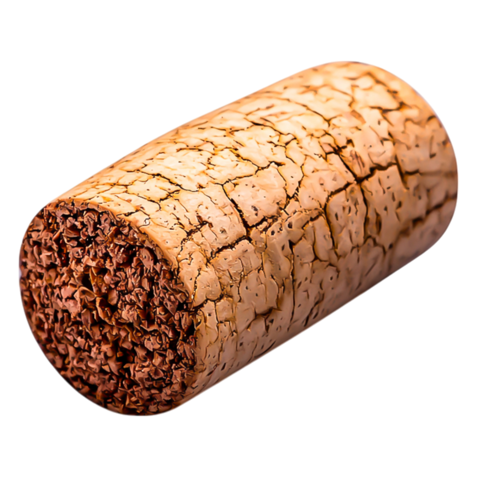Natural Cork Wine Stopper with Textured Surface and Fine Details png