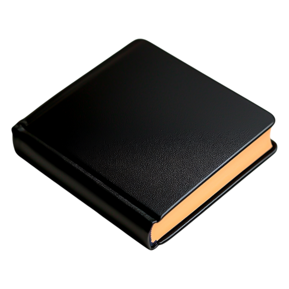 Elegant Black Book Cover with Gold Edge Detail on Isolated Background png