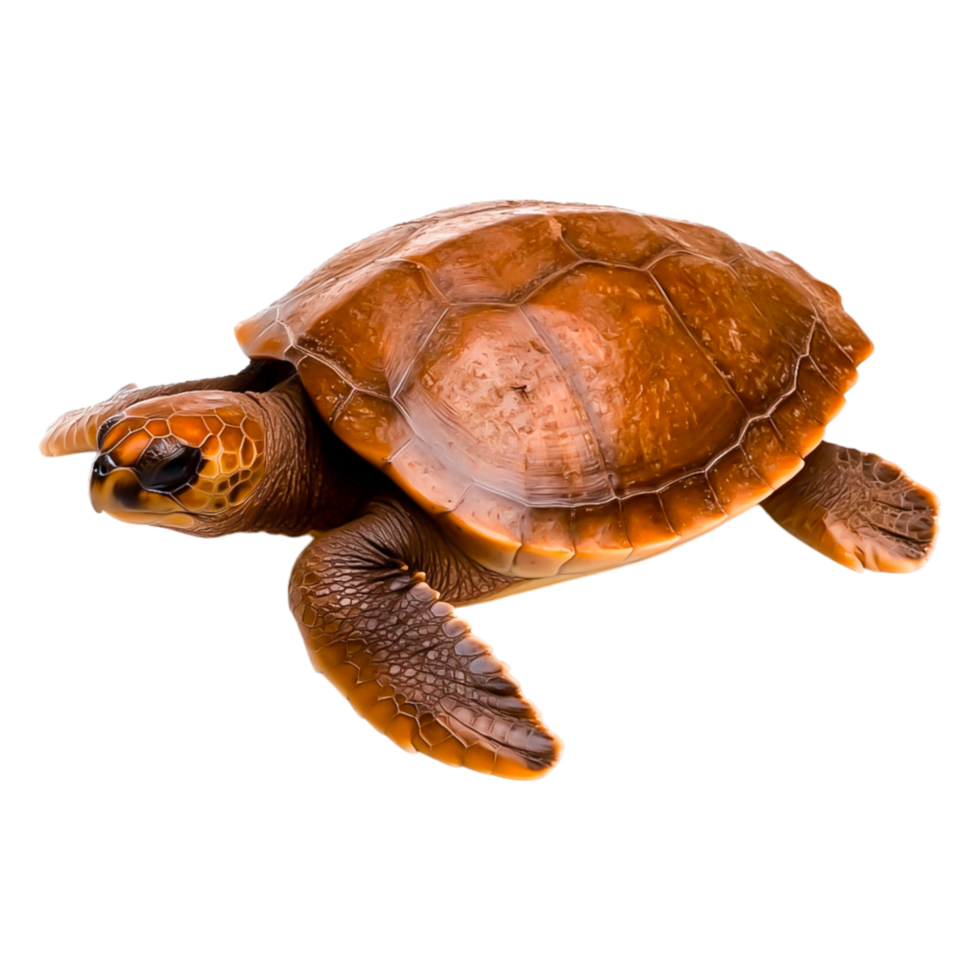Brown Turtle Swimming Gracefully in Crystal Clear Ocean Water png