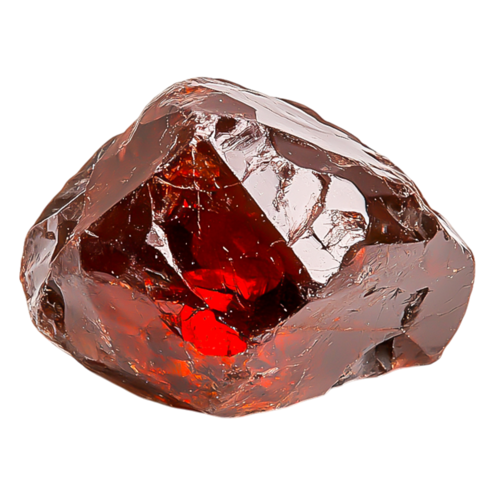 Natural Red Crystal with Rich Luster on Isolated Background png